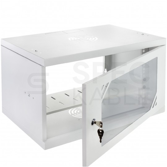 OUTLET Szafa wisząca RACK 19" 6U 350mm szara z półką NEKU ECO BOX