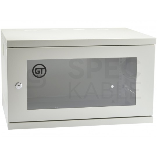 OUTLET Szafa wisząca RACK 19" 6U 400mm drzwi szklane szara GT