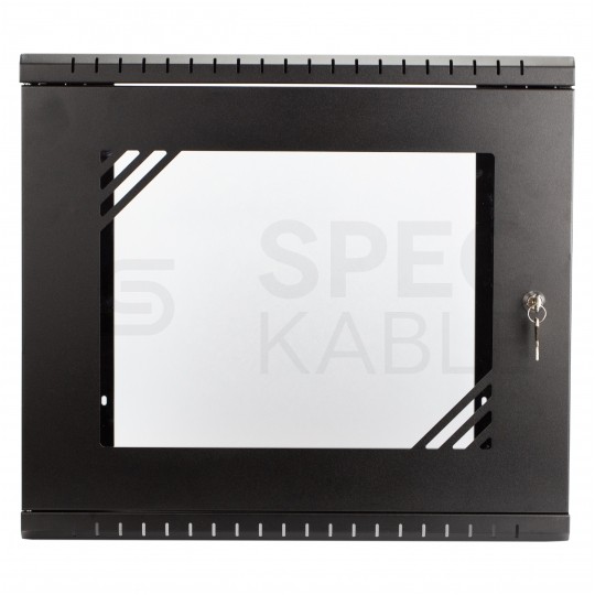 OUTLET Szafa wisząca RACK 19" 9U 450mm drzwi szklane czarna PRO