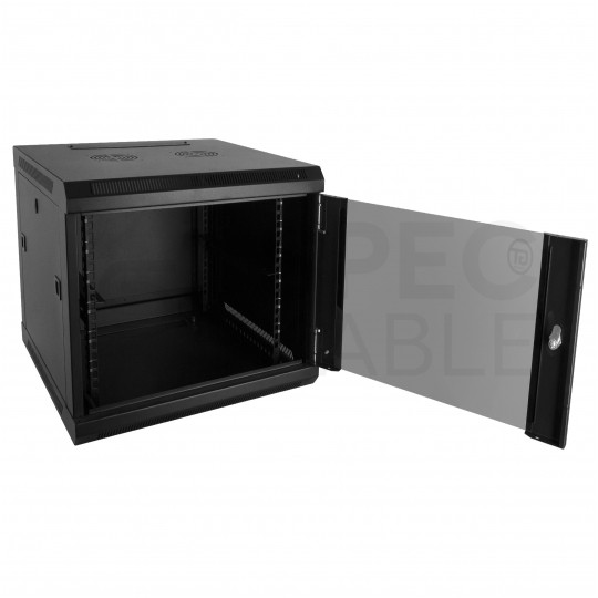 OUTLET Szafa wisząca RACK 19" 9U 600mm drzwi szklane czarna GTS zdejmowane boki Seria AD