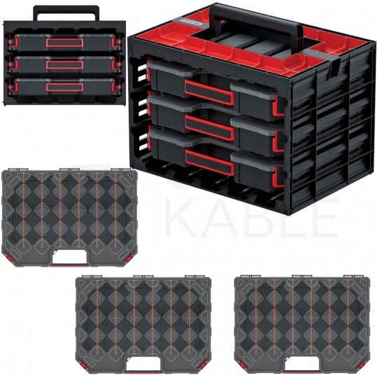 OUTLET Szafka z 3x organizer z przegrodami na narzędzia i akcesoria 390x284x60mm Kistenberg TAGERCASE 40