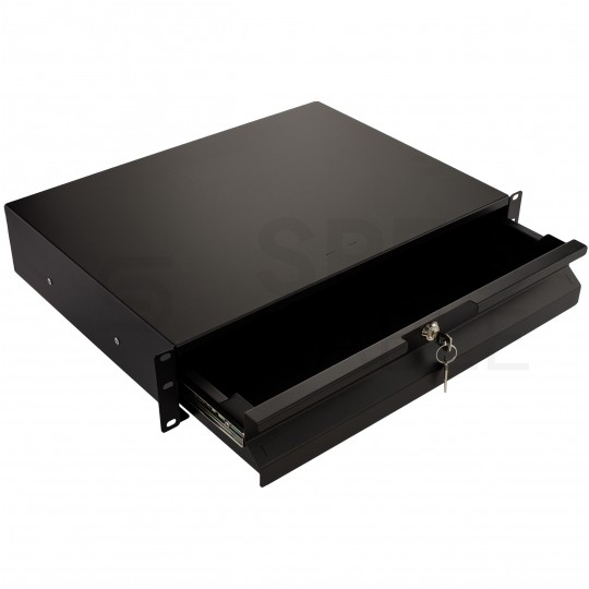 OUTLET Szuflada do szafy RACK 19" 2U 330mm czarna
