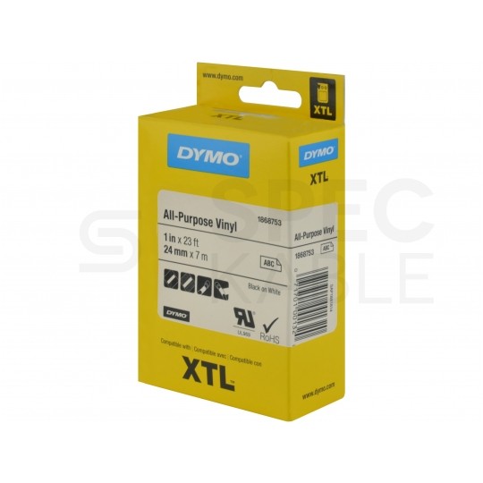 OUTLET Taśma DYMO XTL winylowa uniwersalna 24mm x 7m (biała / czarny nadruk) przemysłowa [1868753] ORYGINALNA