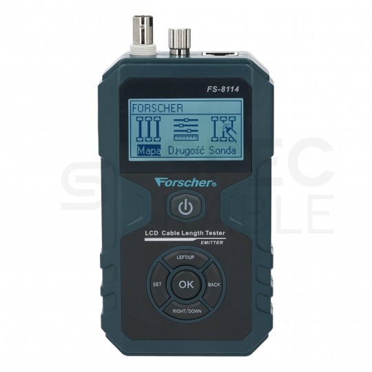 OUTLET Tester kabli sieciowych RJ45 + BNC PREMIUM z funkcją Lokalizatora Par, pomiaru PoE i długości przewodu FORSCHER FS8114