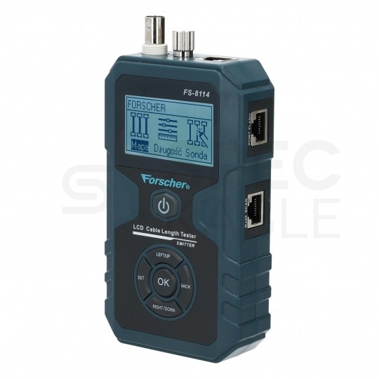 OUTLET Tester kabli sieciowych RJ45 + BNC PREMIUM z funkcją Lokalizatora Par, pomiaru PoE i długości przewodu FORSCHER FS8114