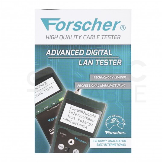 OUTLET Tester kabli sieciowych RJ45 PREMIUM z funkcją Lokalizatora par, pomiaru PoE i długości przewodu FORSCHER FS8115
