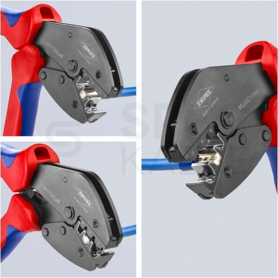 OUTLET Zaciskarka Praska do końcówek kablowych 0,25-10mm2 z magazynkiem + 5 wymiennych matryc MultiCrimp KNIPEX 97 33 02