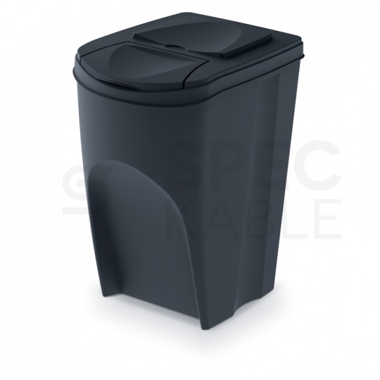 OUTLET Zestaw 3 koszy do segregacji odpadów antracytowy 392x293x620mm 35L Sortibox Prosperplast