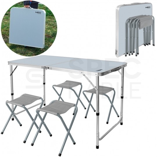 OUTLET Zestaw biwakowy (stół + 4 krzesła) składany w walizkę NEO 63-159