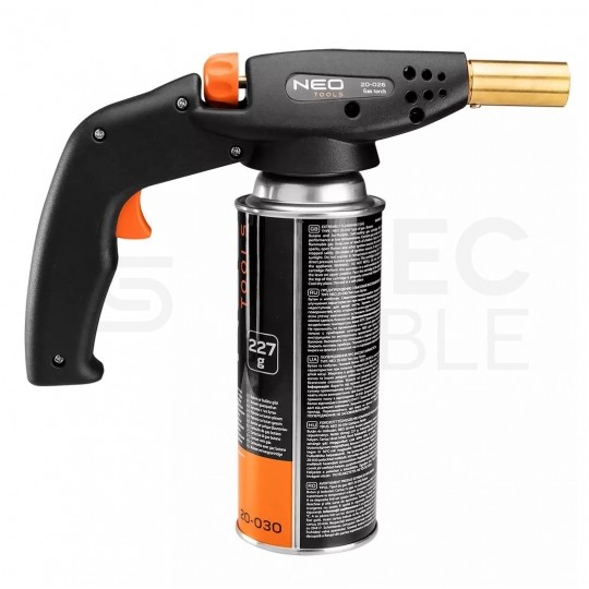 Palnik gazowy nakręcany 360° PIEZO 1,3kW 1300°C na naboje kartusze EN 417 lutwnica lutlampa NEO 20-026