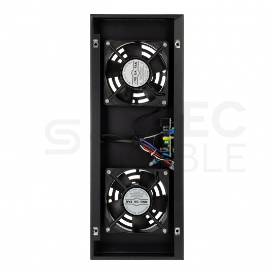 Panel 2x wentylator RACK 19" 1U czarny NEKU z termostatem