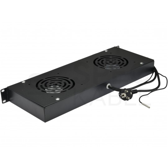 Panel 2x wentylator RACK 19" 1U czarny NEKU z termostatem