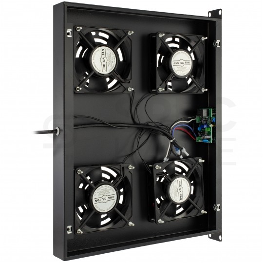 Panel 4x wentylator RACK 19" 1U czarny NEKU z termostatem