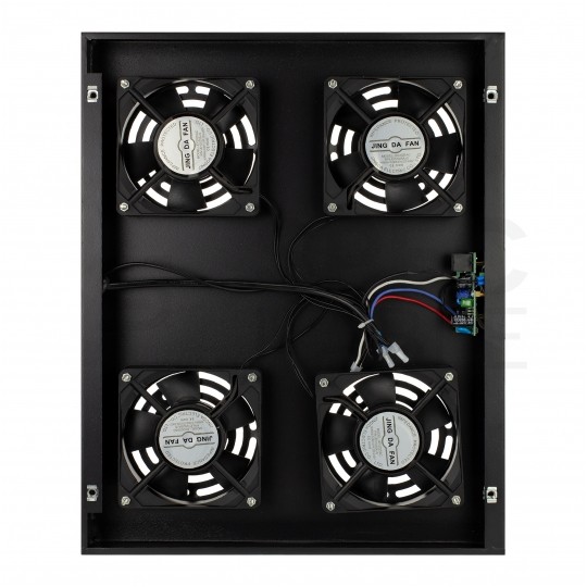 Panel 4x wentylator RACK 19" 1U czarny NEKU z termostatem