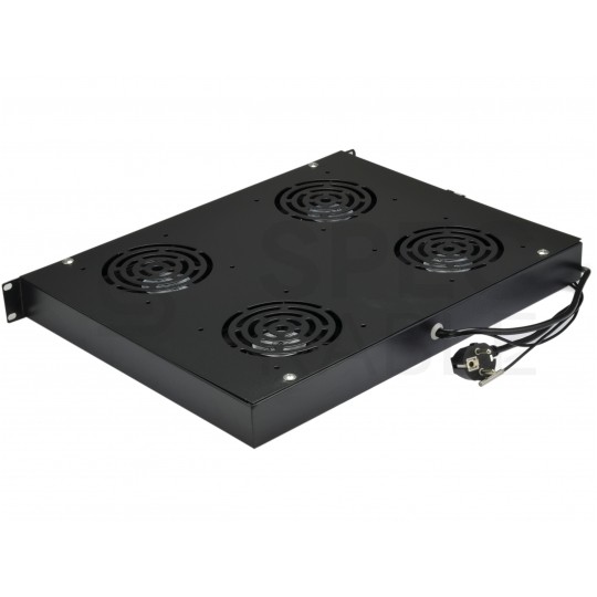 Panel 4x wentylator RACK 19" 1U czarny NEKU z termostatem