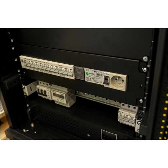 Panel dystrybucji napięć RACK 19" 3U szyna montażowa TS35 TH35 czarny