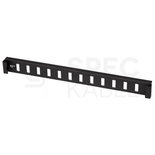 Panel frontowy do przełącznic RACK 19" 1U światłowodowy FO FTTH pusty na 12 adapterów SC duplex czarny