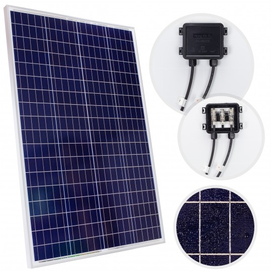 Panel solarny PV polikrystaliczny Bateria słoneczna 18V 110W turystyczna do kamperów + 2x przewód MC4 0,9m