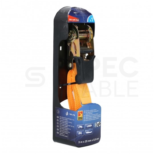 Pas transportowy zabezpieczający z napinaczem 500kg 25mm/5m SENA