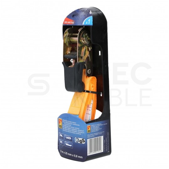Pas transportowy zabezpieczający z napinaczem 500kg 25mm/5m SENA