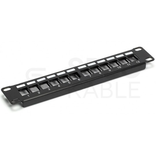 Patch panel pusty RACK 10" 1U na 12 modułów keystone czarny