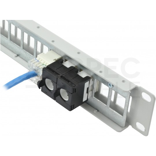 Patch panel pusty RACK 10" 1U na 12 modułów keystone czarny Alantec