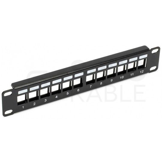 Patch panel pusty RACK 10" 1U na 12 modułów keystone czarny