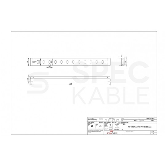 Patch panel pusty RACK 19" 1U 12xSC simplex szary