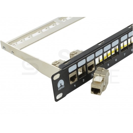 Patch panel pusty RACK 19" 1U na 24 moduły keystone STP czarny NEKU