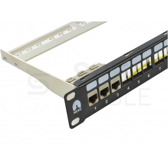 Patch panel pusty RACK 19" 1U na 24 moduły keystone STP czarny NEKU