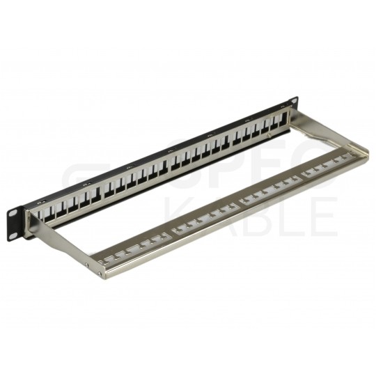 Patch panel pusty RACK 19" 1U na 24 moduły keystone STP czarny NEKU