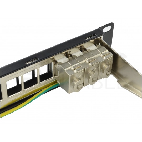 Patch panel pusty RACK 19" 1U na 24 moduły keystone STP czarny NEKU