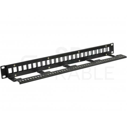 Patch panel pusty RACK 19" 1U na 24 moduły keystone UTP czarny NEKU