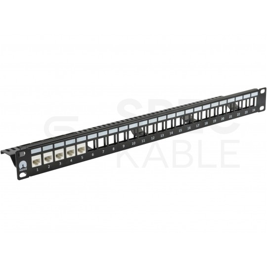 Patch panel pusty RACK 19" 1U na 24 moduły keystone UTP czarny NEKU