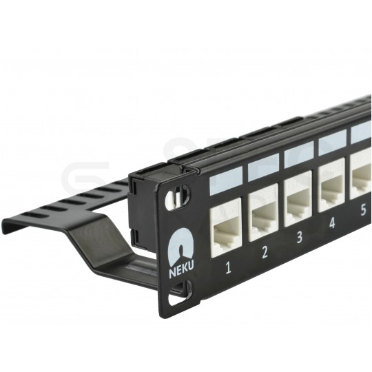 Patch panel pusty RACK 19" 1U na 24 moduły keystone UTP czarny NEKU