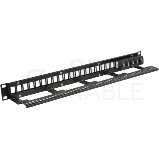 Patch panel pusty RACK 19" 1U na 24 moduły keystone UTP czarny NEKU