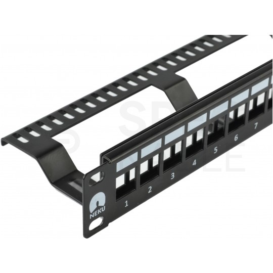 Patch panel pusty RACK 19" 1U na 24 moduły keystone UTP czarny NEKU