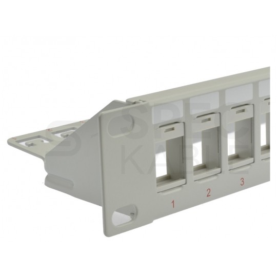 Patch panel pusty RACK 19" 1U na 24 moduły keystone UTP szary