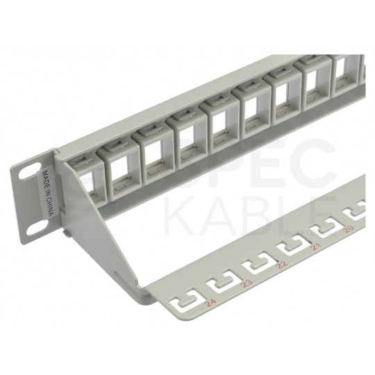Patch panel pusty RACK 19" 1U na 24 moduły keystone UTP szary