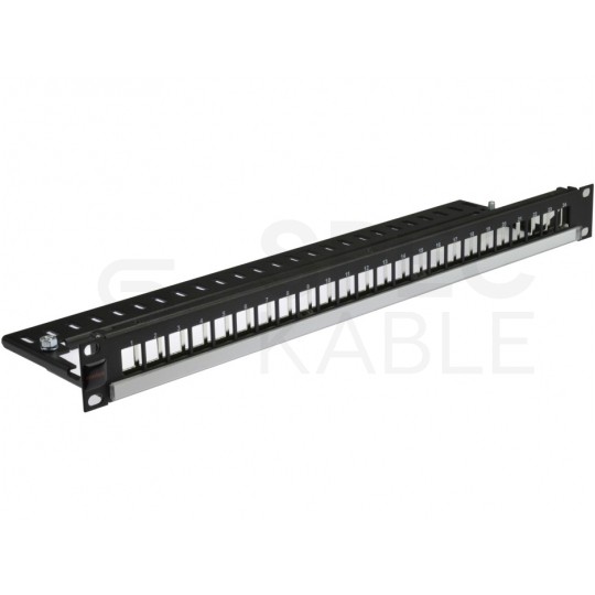 Patch panel pusty RACK 19" 1U na 24 moduły keystone z półką czarny DataGate Molex