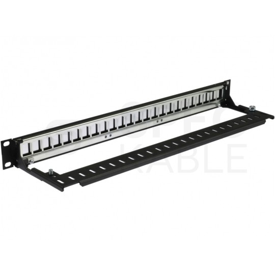 Patch panel pusty RACK 19" 1U na 24 moduły keystone z półką czarny DataGate Molex