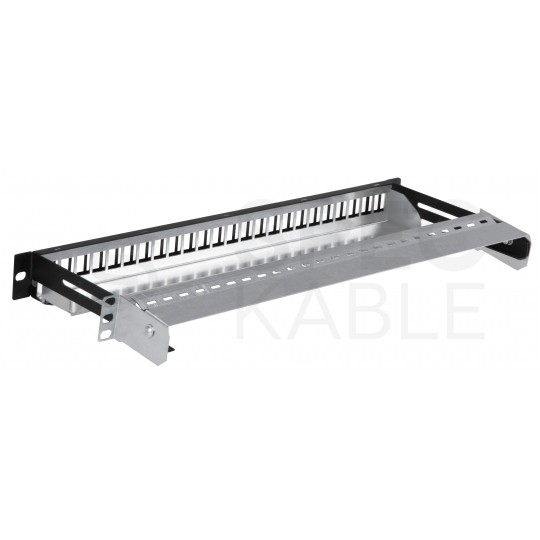 Patch panel pusty wysuwany RACK 19" 1U na 24 moduły keystone kat.5e, 6, 6a UTP czarny
