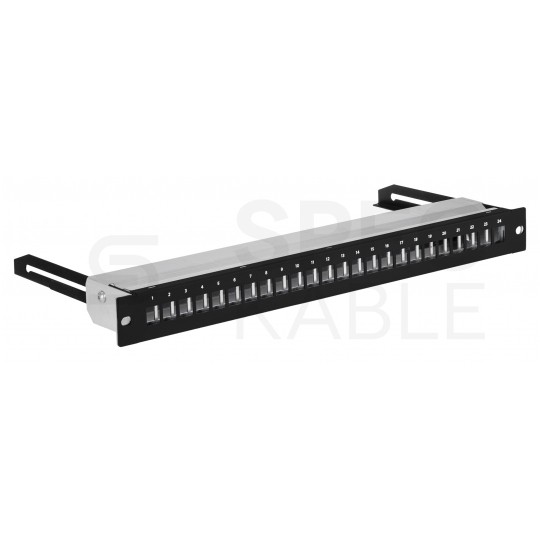 Patch panel pusty wysuwany RACK 19" 1U na 24 moduły keystone kat.5e, 6, 6a UTP czarny