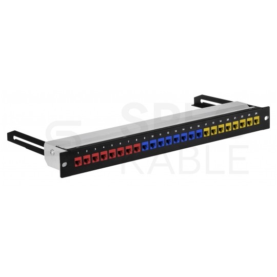 Patch panel pusty wysuwany RACK 19" 1U na 24 moduły keystone kat.5e, 6, 6a UTP czarny