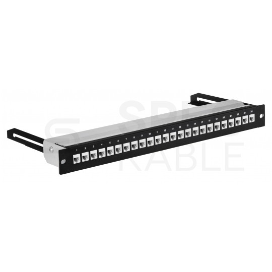 Patch panel pusty wysuwany RACK 19" 1U na 24 moduły keystone kat.5e, 6, 6a UTP czarny