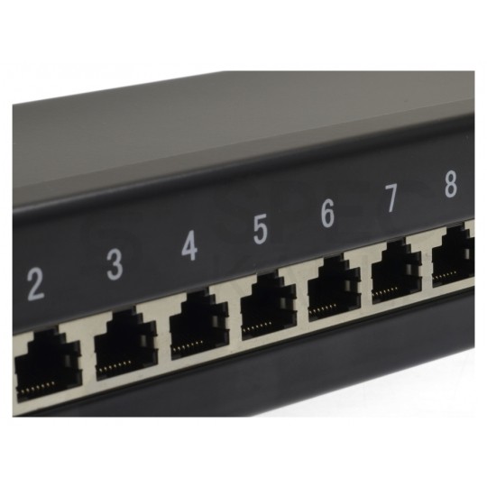 Patch panel RACK 10" kat.5e 12p FTP z półką 1U czarny NEKU