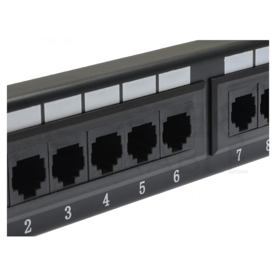 Patch panel RACK 10" kat.5e 12p UTP 1U czarny NEKU