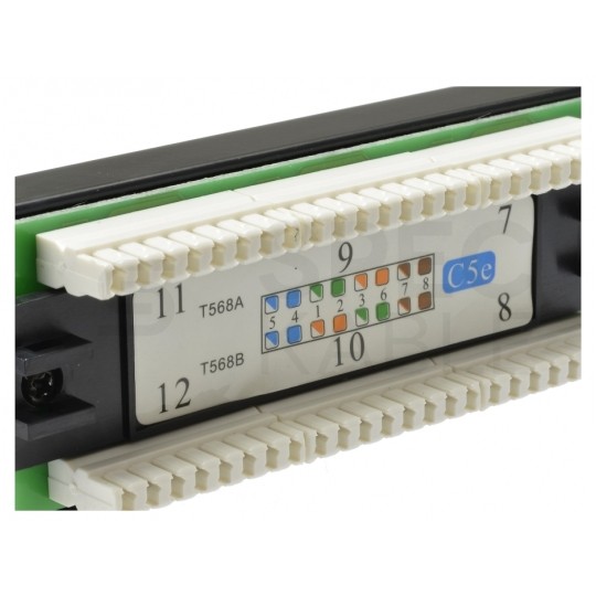 Patch panel RACK 10" kat.5e 12p UTP 1U czarny NEKU