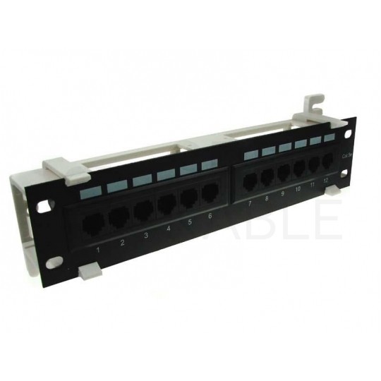 Patch panel RACK 10" kat.5e 12p UTP naścienny 1U czarny