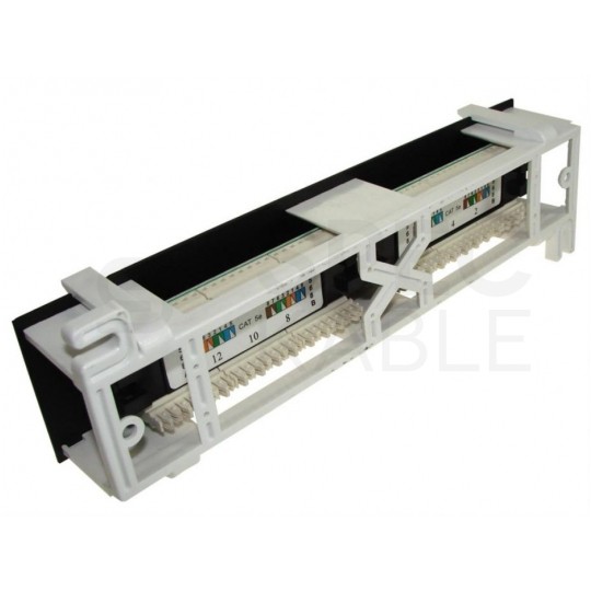 Patch panel RACK 10" kat.5e 12p UTP naścienny 1U czarny BOWI